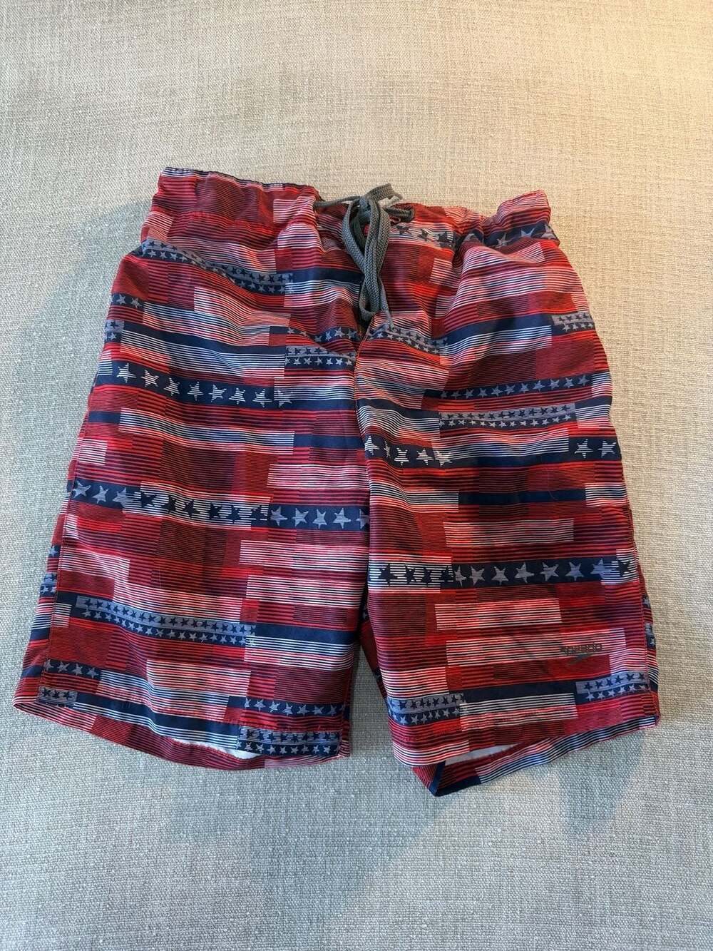 Speedo Men's American Flag Print Swim Trunks Size Small
